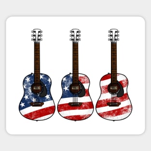 Acoustic Guitar USA Flag Patriotic Guitarist 4th July Sticker